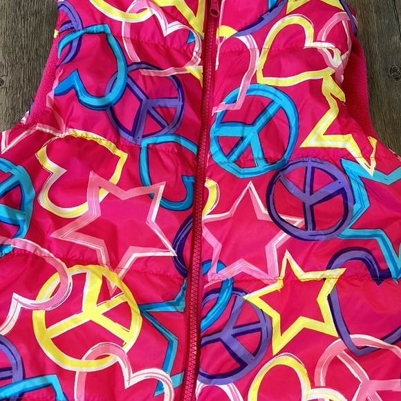girly peace sign heart puffer vest children's place new with tags large 10 12 - Picture 2 of 3